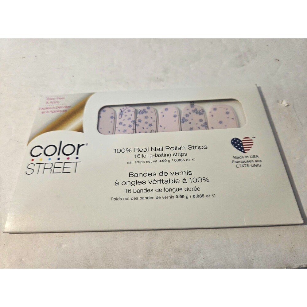 Color Street Nail Polish Strips Purple White Glitter Floral Forever Loved